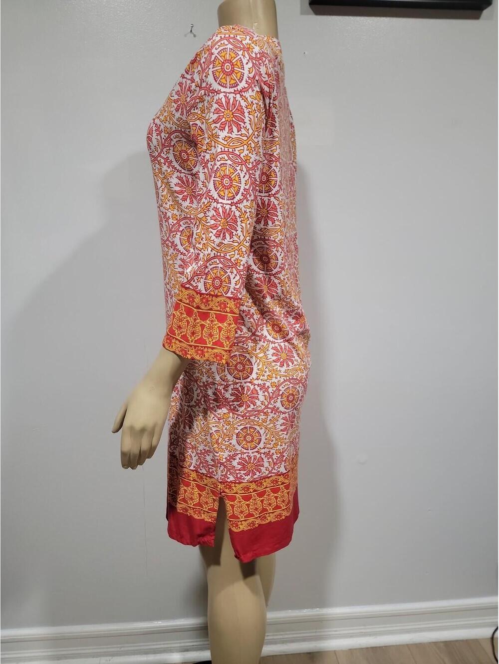 Coolibar Oceanside Tunic Dress Women M UPF 50 Orange Beach Coverup Travel #AA - Picture 6 of 8